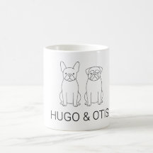Bulldog Francés y Pug minimalistas con nombre pers