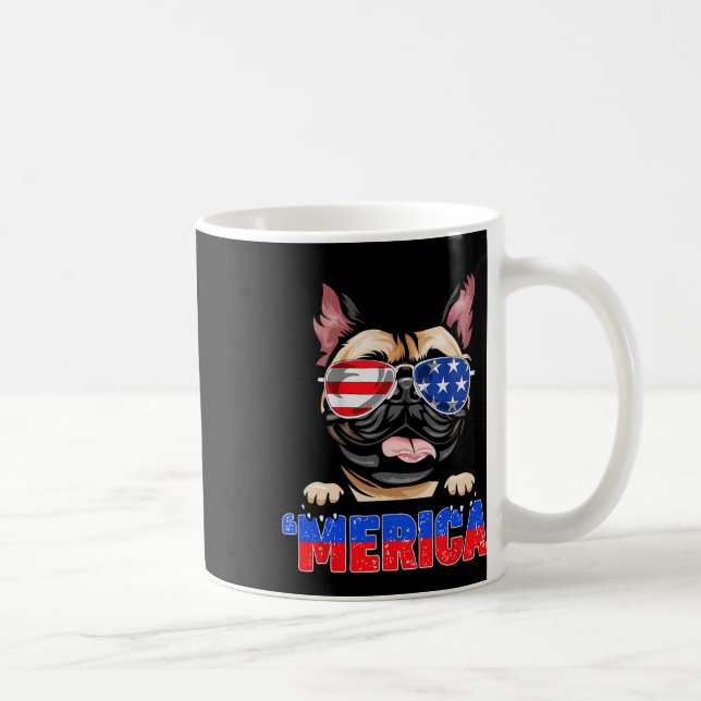 Taza De Café Bulldog Frenchie Merica Usa Sungles 4 De Julio (Derecha)