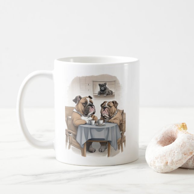 Taza De Café Bulldog gracioso (Con donut)