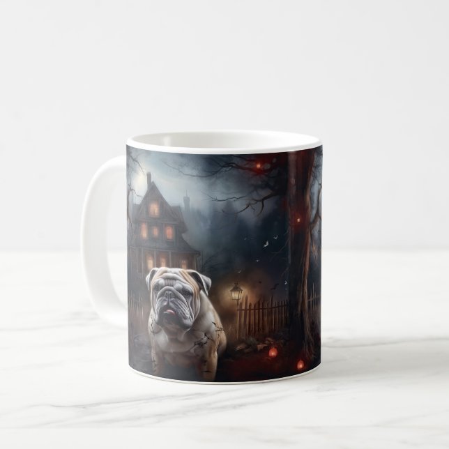 Taza De Café Bulldog Halloween Scary (Anverso izquierdo)