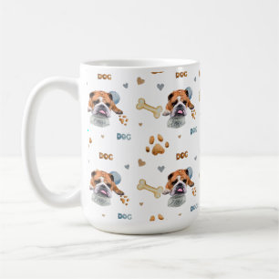 Taza De Café Bulldog, ilustracion T-Shirt Trucker Hat Button Ke