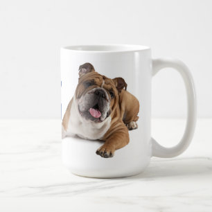 Taza De Café Bulldog inglés cachorro perro azul corazón de am