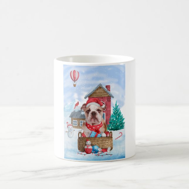 Taza De Café Bulldog inglés en casa de perros de Navidades de n (Centro)