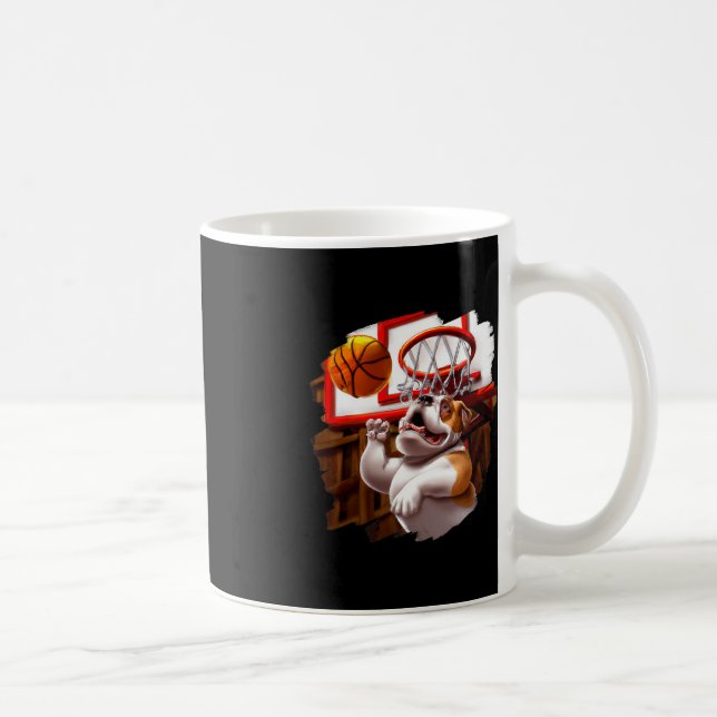 Taza De Café Bulldog inglés jugando baloncesto divertido cances (Derecha)