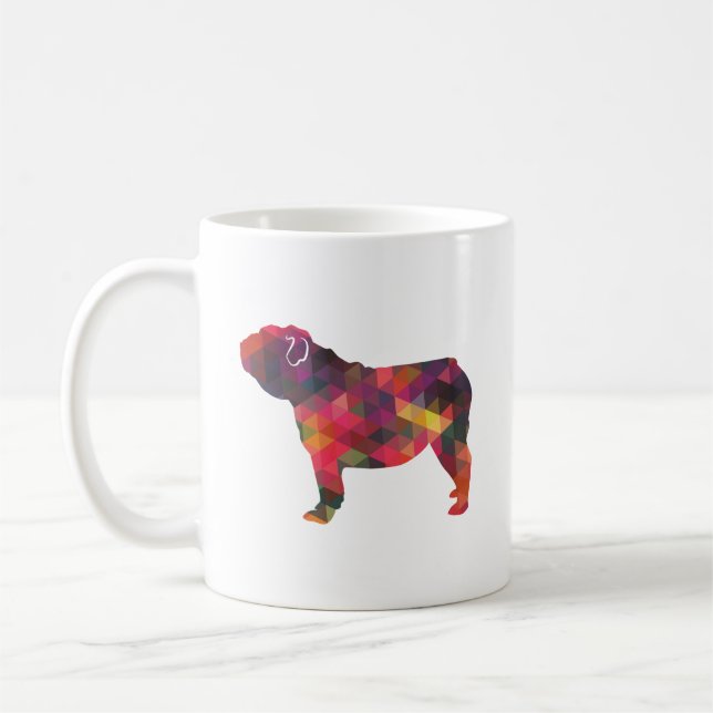 Taza De Café Bulldog inglés Raza de perro Geo Silhouette Multi (Izquierda)