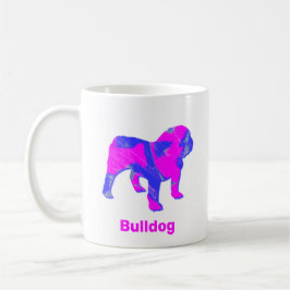 Taza De Café Bulldog inglés Resumen rosa caliente y azul Cof bl