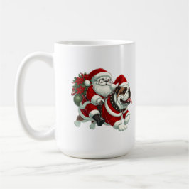 Taza De Café Bulldog inglés Santa Christmas Tree Lights Xmas