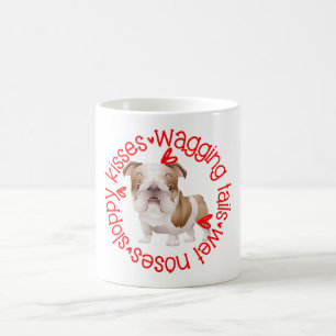 Taza De Café Bulldog lindo, besos descuidados