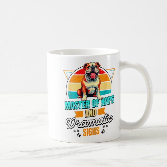 Taza De Café Bulldog Lover Funny Bulldog Retro  (Derecha)