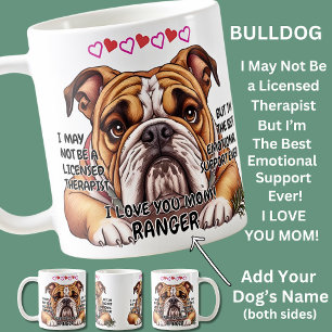 Taza De Café Bulldog Mug, Añadir nombre de perro, puedes cambia