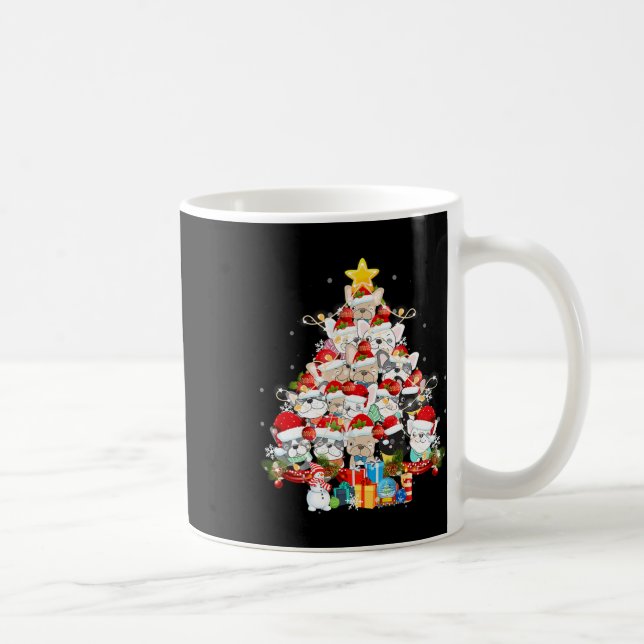Taza De Café Bulldog Santa Claus Navidad Árbol iluminado Feliz  (Derecha)