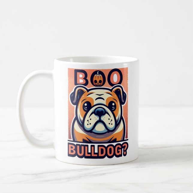 Taza De Café Bulldog vibrante: Diseño de Arte Pop de Halloween (Izquierda)