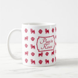 Taza De Café Bulldoges franceses con rosas rojas y corazones