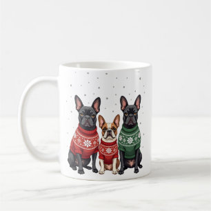 Taza De Café Bulldogs Franceses de Navidad Frenchie de Navidad