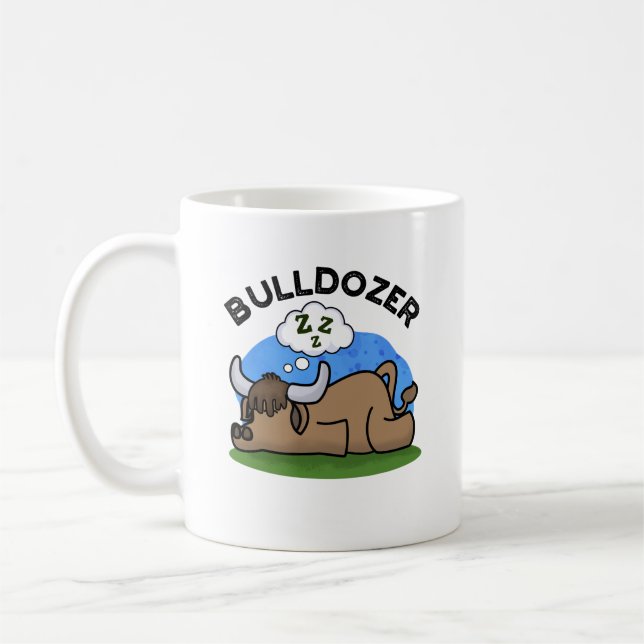 Taza De Café Bulldozer Funny Animal Bull Pun (Izquierda)