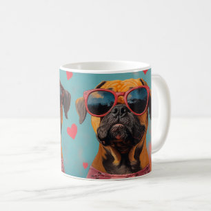 Taza De Café Bullmastiff con rosas del corazón Día de San Valen