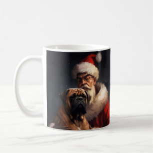 Taza De Café Bullmastiff Con Santa Claus Navideño Festivo