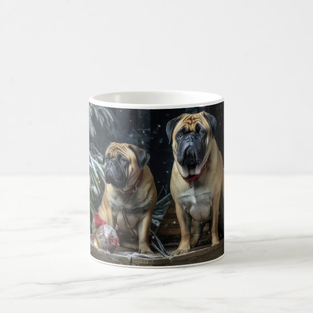 Taza De Café Bullmastiff Decoración de Navidades Snowy Sleigh (Centro)