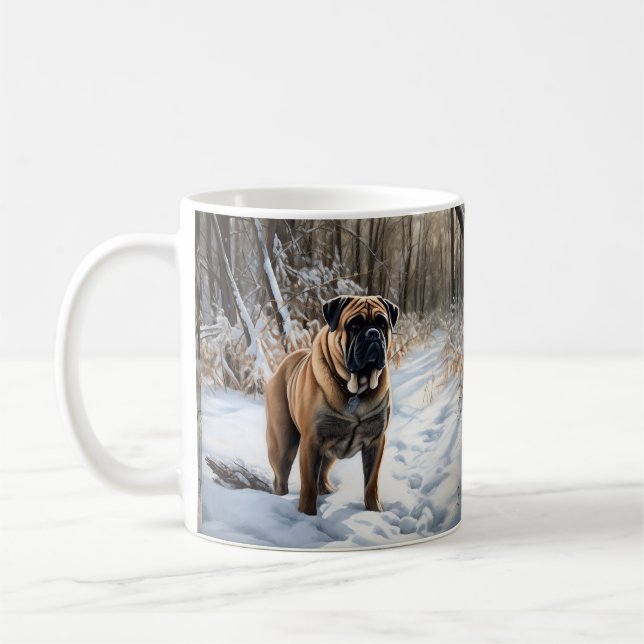 Taza De Café Bullmastiff deja que nieve Navidades (Izquierda)