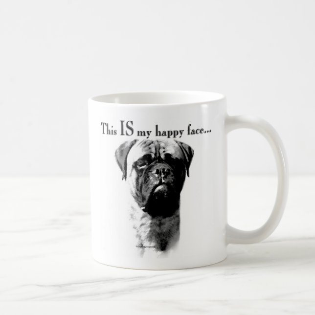 Taza De Café Bullmastiff Happy Face (Derecha)