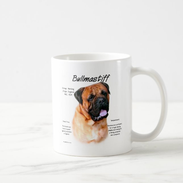 Taza De Café Bullmastiff (rojo) Diseño de historial (Derecha)