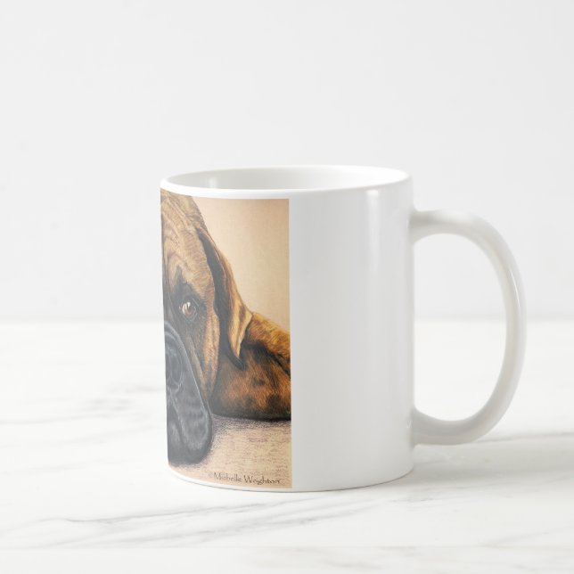 Taza De Café Bullmastiff Waiting - Arte de la raza de perro (Derecha)