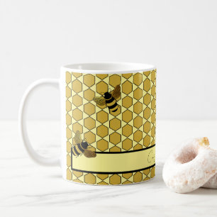 TAZA DE CAFÉ BUMBLE DE AZAS NEGRO ORO MANTEQUILLA AMARILLO HONE