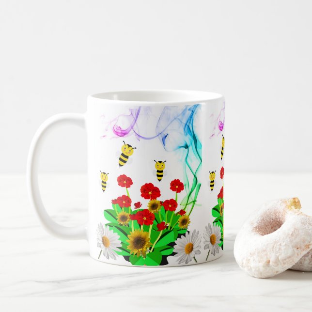 Taza De Café Bumblebee Floral Bumblebee Mug (Con donut)