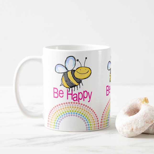 Taza De Café Bumblebee Happy Rainbow Mug (Con donut)