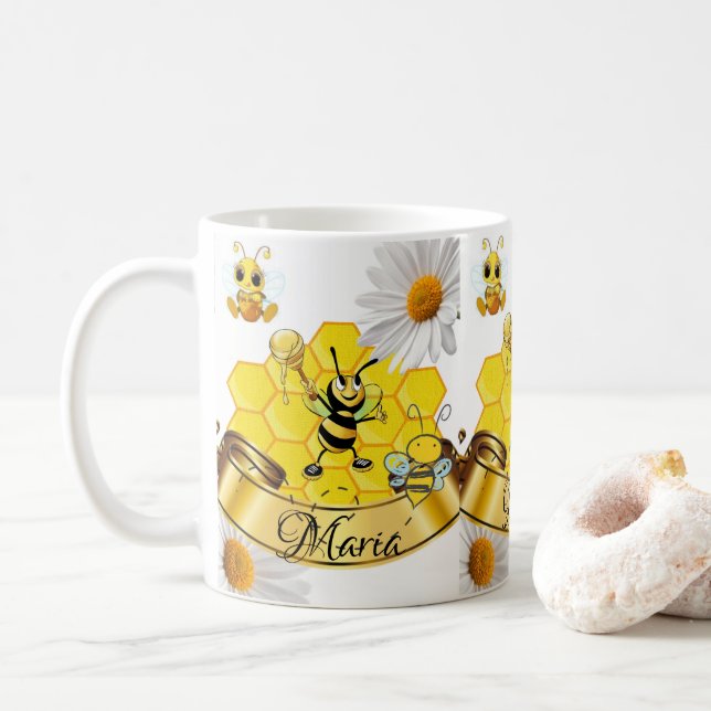 Taza De Café Bumblebee White Daisy Mug (Con donut)