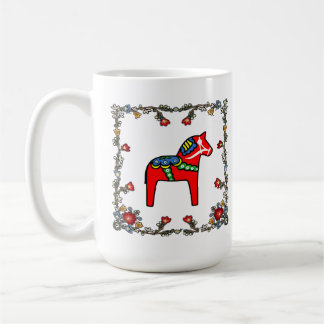 Taza De Café Bunad floral noruego con caballo de dala