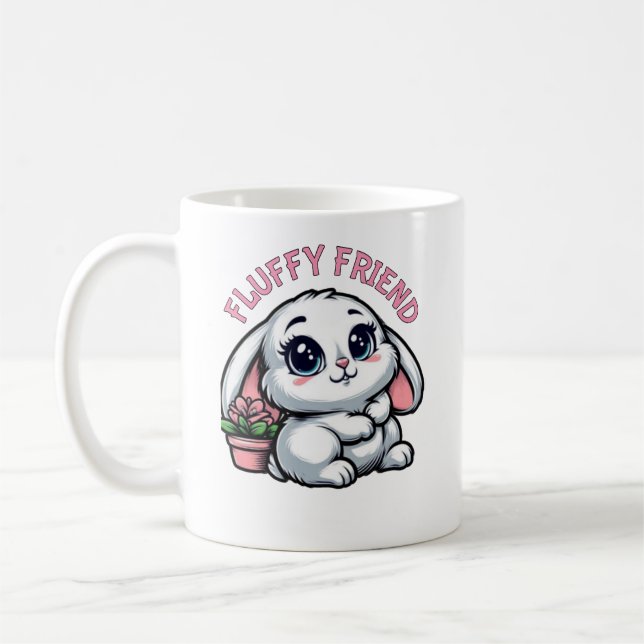 Taza De Café Bungalow blanco fluffy con maceta de planta (Izquierda)
