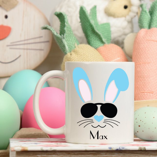 Taza De Café Bungalow Personalizado Easter Blue Boy Con Gafas D (Subido por el creador)