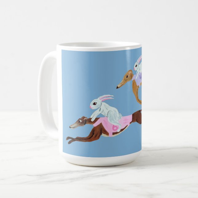 Taza De Café Bunnies riding Greyhounds Mug (Anverso izquierdo)
