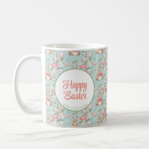 Taza De Café Bunny and Eggs Floral
