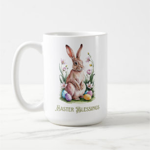 Taza De Café Bunny and Flowers de cuatricromía de Pascua