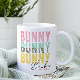 Taza De Café Bunny Babe Cute Moderna Girly Easter Personalizada