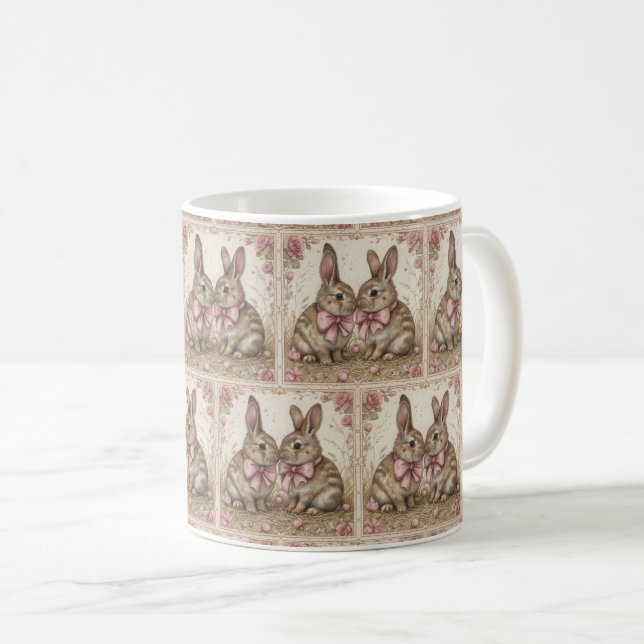 Taza De Café Bunny Bliss Mugs: Elegancia de Pascua 🐰 🌷 (Anverso derecho)