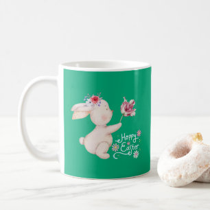 Taza De Café Bunny Bouquet de flores