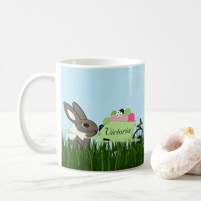 Taza De Café Bunny de Pascua con carretilla de huevo (Con donut)