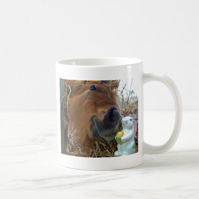 Taza De Café Bunny de Pascua y caballo marrón (Derecha)