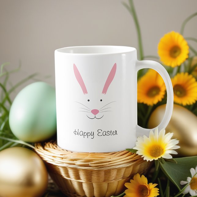 Taza De Café Bunny Face Holiday Coffee Mug (Get this Easter mug for your holiday. The words "Happy Easter" are customizable.)