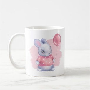 Taza De Café Bunny lindo con globo rosa