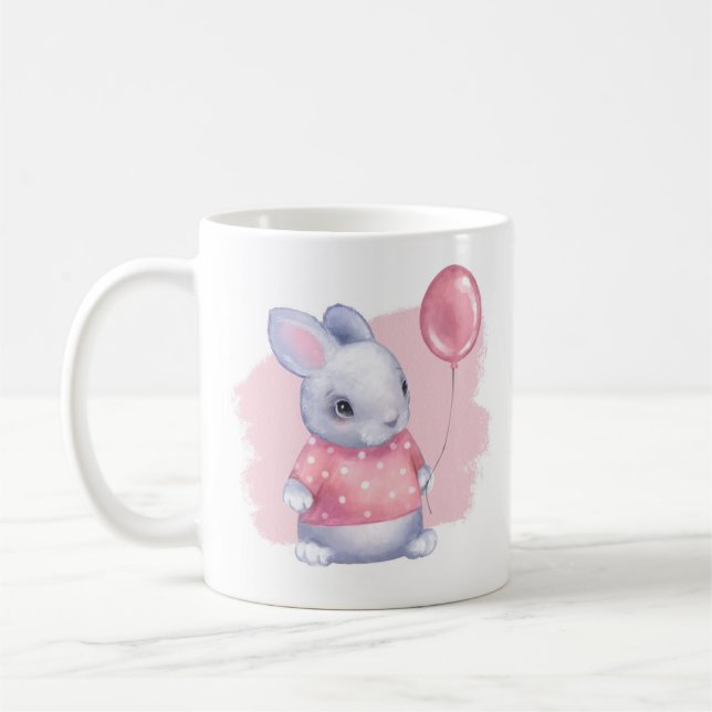 Taza De Café Bunny lindo con globo rosa (Izquierda)