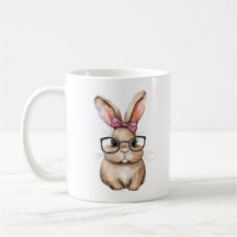 Bunny lindo con vidrio WaterColor Design