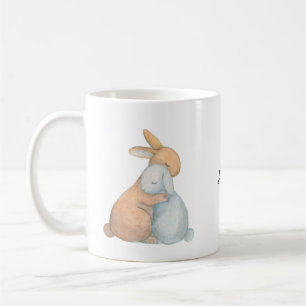 Taza De Café Bunny Rabbit Mejor Amigos Abrazando nombre persona