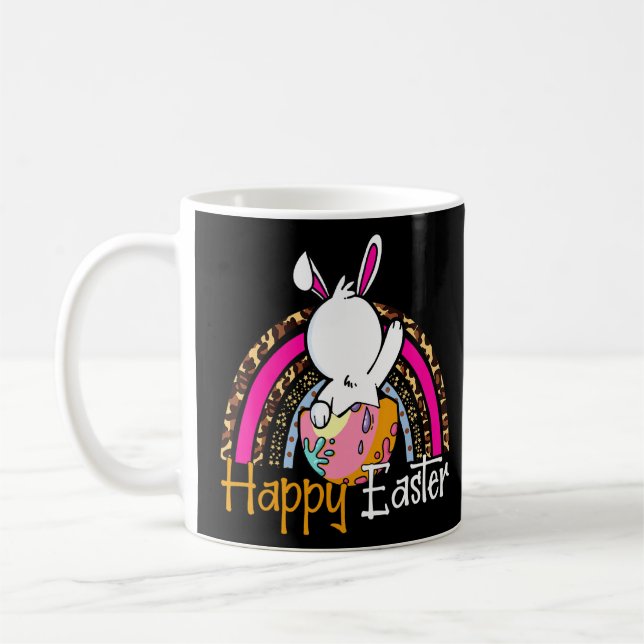 Taza De Café Bunny Rainbow Happy Easter Day Funny Bunny (Izquierda)