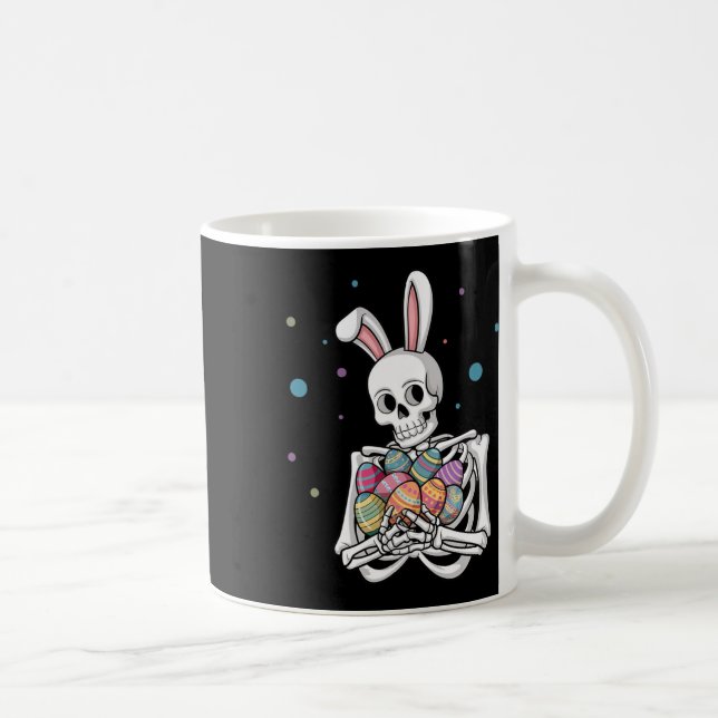 Taza De Café Bunny Skeleton Holding Easter Eggs Funny Easter Da (Derecha)