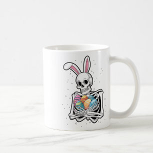 Taza De Café Bunny Skeleton Holding Eggs de Pascua Divertido Dí