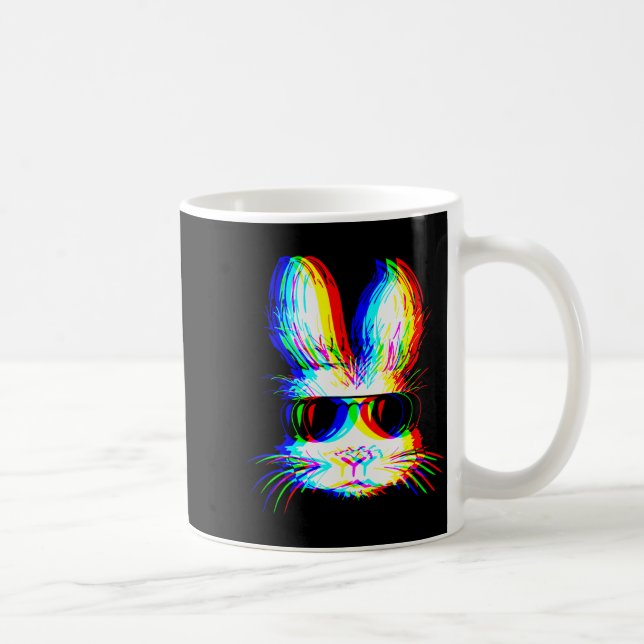 Taza De Café Bunny Trippy Varwave Easter Techno Rave Edm Music  (Derecha)